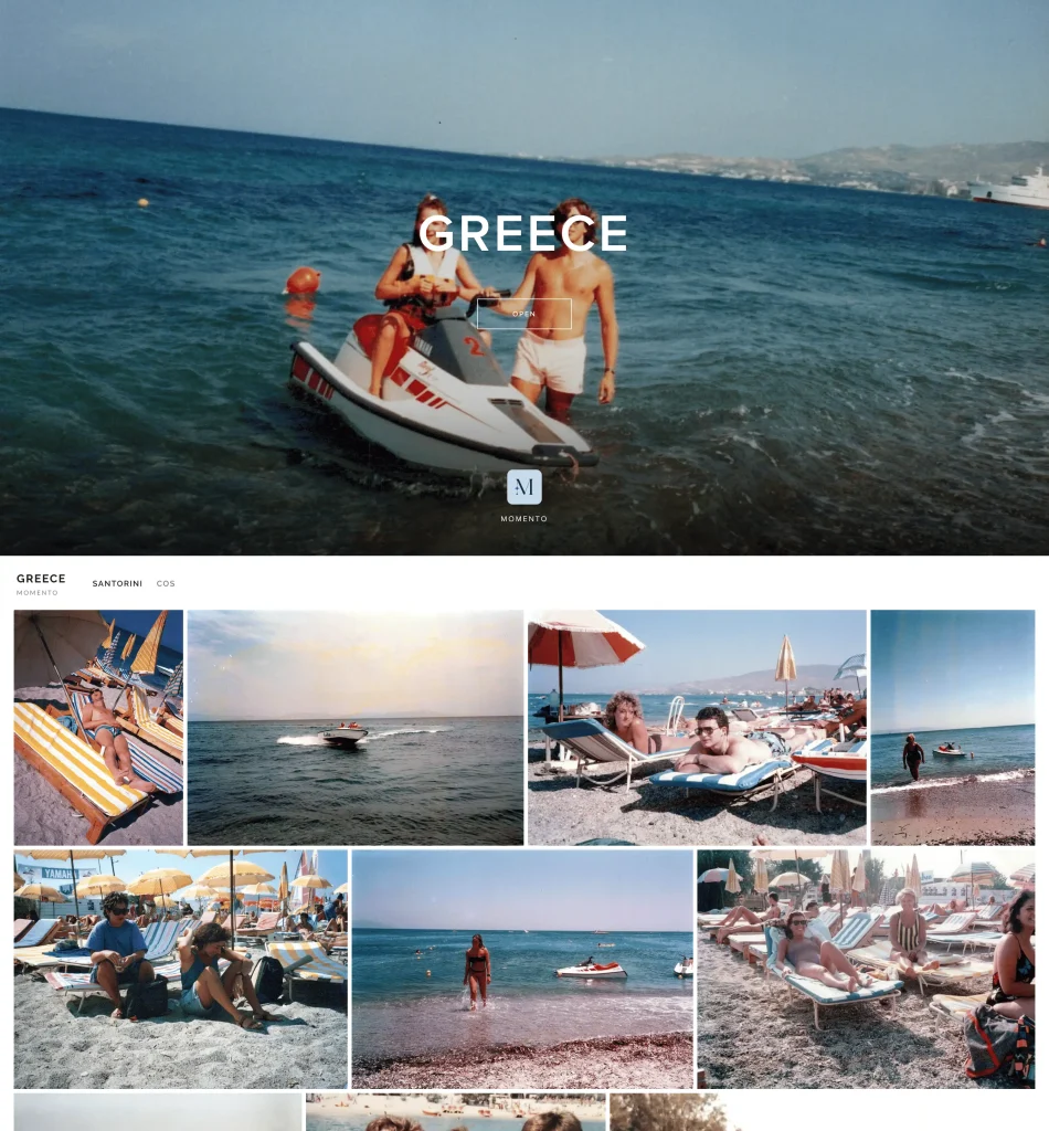 Old family holiday photos from Greece in 1989, digitised and optimised by Momento in Cape Town.